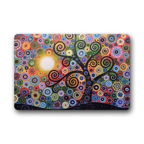 WinHome Abstract Landscape Watercolor Painting Tree Doormat Floor Mats Rugs Outdoors/Indoor Doormat Size 23.6x15.7 inches