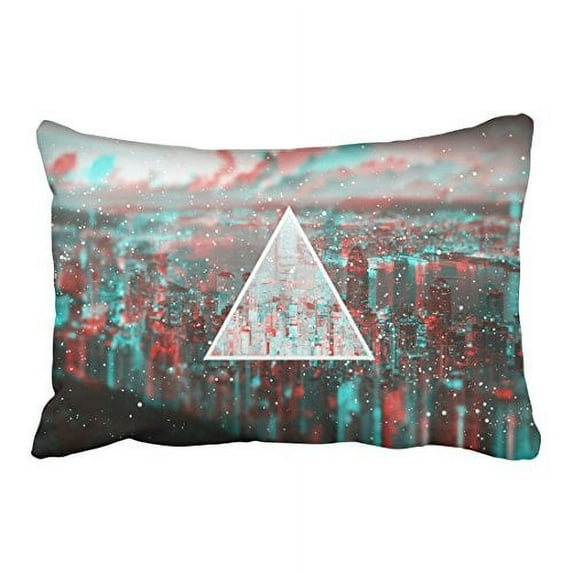 WinHome Abstract Rectangle And City Silhouette Pillow Cover With Hidden Zipper Decor Cushion Two Side 20x30 inches