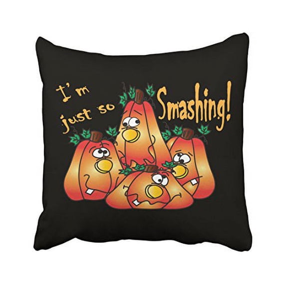 WinHome Adorable Popular Halloween Smashing Cartoon Pumpkins Polyester 18 x 18 Inch Square Throw Pillow Covers With Hidden Zipper Home Sofa Cushion Decorative Pillowcases