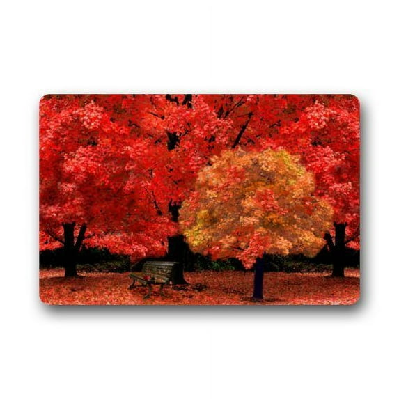WinHome Autumn Season Yellow Maple Leaves Tree Doormat Floor Mats Rugs Outdoors/Indoor Doormat Size 23.6x15.7 inches