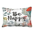 thumbnail image 1 of WinHome Be Happy Colorful Watercolor Flowers And Leaves Decorative Pillowcases With Hidden Zipper Decor Cushion Covers Two Side 20x30 inches, 1 of 1