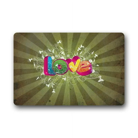 WinHome Beautiful Love Doormat Floor Mats Rugs Outdoors/Indoor Doormat Size 23.6x15.7 inches
