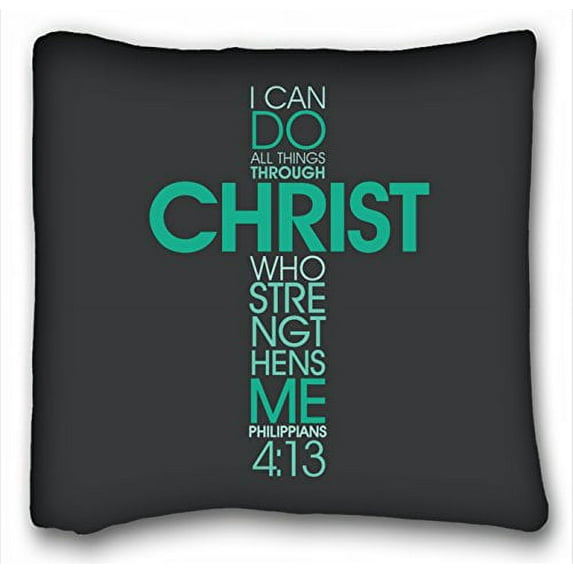 WinHome Bible Verse I Can Do All Things Through Christ Who Gives Me Strength. Philippians 4:13 Pattern For Zippered Pillow Case Size 20x20 inches Two Side Print