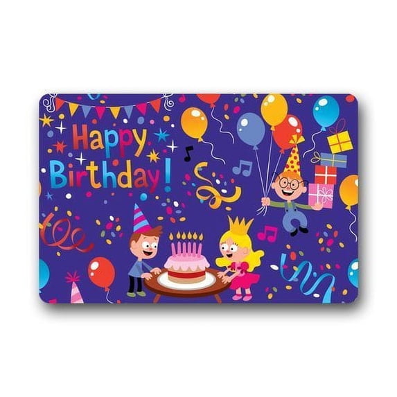 WinHome Birthday Gifts Birthday Cake Doormat Floor Mats Rugs Outdoors/Indoor Doormat Size 23.6x15.7 inches