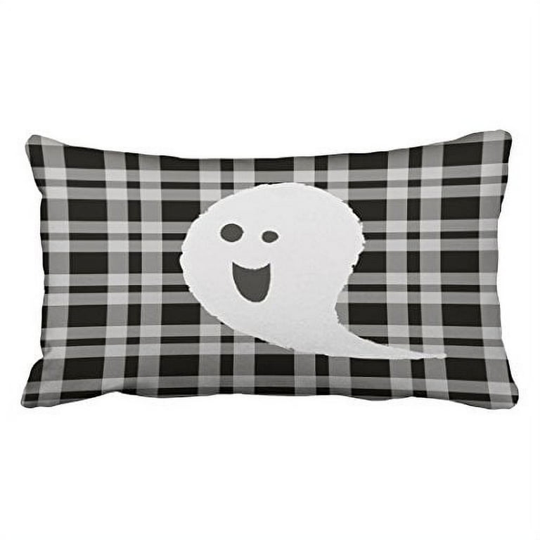 WinHome Black And White Halloween Spooky Smiley Ghost Throw Pillow