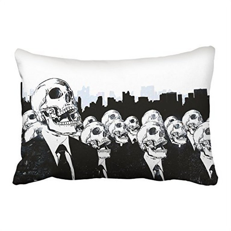 WinHome Black And White Skulls Men Drawing Decorative Pillow Cover