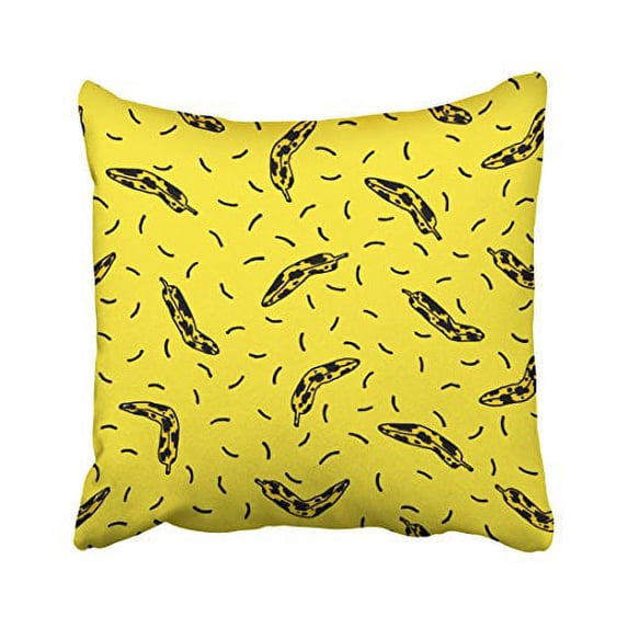 WinHome Black And Yellow Banana Pattern Design Decorative Pillow Cover With Hidden Zipper Decor Cushion Two Sides 18x18 inches