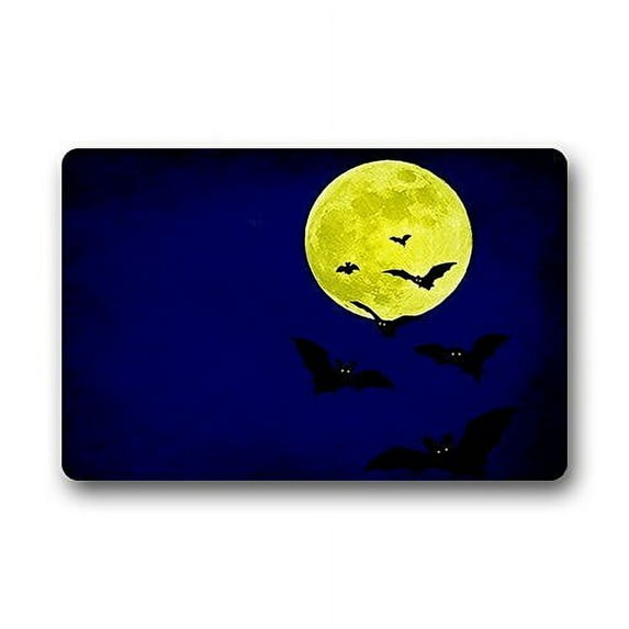 WinHome Black Bat And Moon Background Doormat Floor Mats Rugs Outdoors/Indoor Doormat Size 23.6x15.7 inches