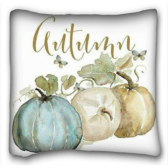 WinHome Blue Gray Pumpkin Watercolor Throw Pillow Case Cases Cover Cushion Covers Sofa Size 20x20 Inches Two Side