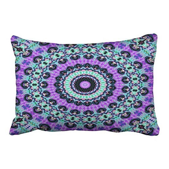 WinHome Blue Kaleidoscope Pouf Polyester 20 x 30 Inch Rectangle Throw Pillow Covers With Hidden Zipper Home Sofa Cushion Decorative Pillowcases