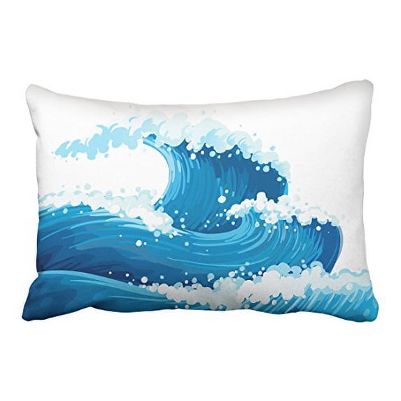 WinHome Blue Sea And White Waves Decorative Pillowcases With Hidden Zipper Decor Cushion Covers Two Side 20x30 inches