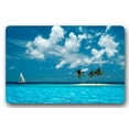thumbnail image 1 of WinHome Blue Sea Palm Tree and Boat Doormat Floor Mats Rugs Outdoors/Indoor Doormat Size 30x18 inches, 1 of 1