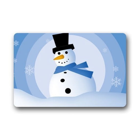 WinHome Blue Stage Snow Day Cute Snowman Doormat Floor Mats Rugs Outdoors/Indoor Doormat Size 23.6x15.7 inches