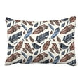thumbnail image 1 of WinHome Brown And Blue Feather Patterns Decorative Pillow Cover With Hidden Zipper Decor Cushion Two Side 20x30 inches, 1 of 1