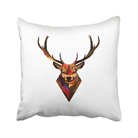 WinHome Brown Three-Dimensional Deer Head Rectangle Design Decorative Pillow Cover With Hidden Zipper Decor Cushion Two Sides 18x18 inches