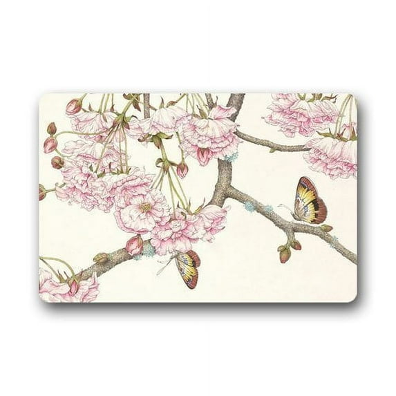 WinHome Butterflies And Flower Doormat Floor Mats Rugs Outdoors/Indoor Doormat Size 23.6x15.7 inches