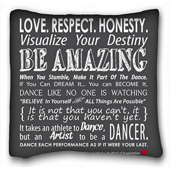 WinHome Carries Inspirational Dance Quotes Pillow Black Pillow Fashion Home Decorative Pillowcase Pillow Cover Size 20x20 inches Two Side Print