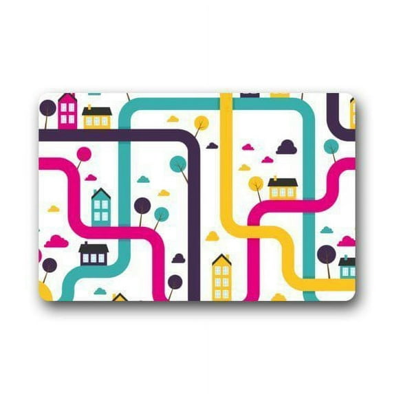 WinHome Cartoon Cute Colorful Little Pattern Doormat Floor Mats Rugs Outdoors/Indoor Doormat Size 23.6x15.7 inches