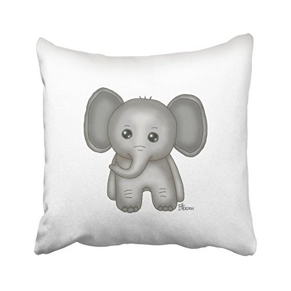 WinHome Cartoon Cute Little Baby Elephant Polyester 18 x 18 Inch Square Throw Pillow Covers With Hidden Zipper Home Sofa Cushion Decorative Pillowcases