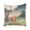 thumbnail image 1 of WinHome Cartoon Fox And Rabbit And Bird Travel Together Cute Decorative Pillowcases With Hidden Zipper Decor Cushion Covers Two Sides 18x18 inches, 1 of 1