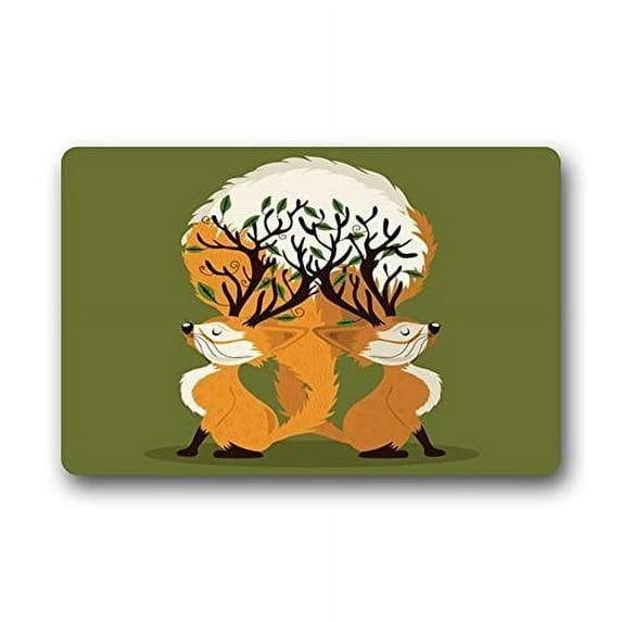 WinHome Cartoon Style The Lovely Fox Doormat Floor Mats Rugs Outdoors/Indoor Doormat Size 23.6x15.7 inches