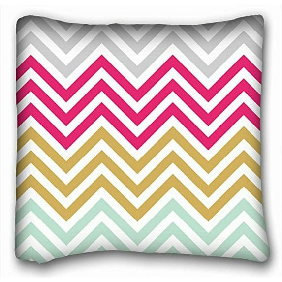 WinHome Chevron Gradient Wave Tribal Striped Geometric Pillowcase Throw Cushion Pillow Case Cover Anchor Light Blue Coral Teal Pink Mint Green Turquoise Aqua Grey Beige For Home Sofa Size 20x20 Inches