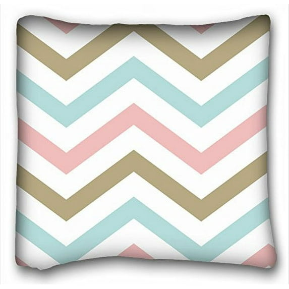 WinHome Chevron Gradient Wave Tribal Striped Geometric Pillowcase Throw Cushion Pillow Case Cover Anchor Light Blue Coral Teal Pink Mint Green Turquoise Aqua Grey Beige For Home Sofa Size 20x20 Inches