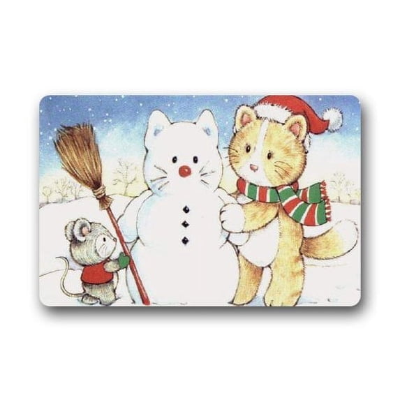 WinHome Christmas Friends Doormat Floor Mats Rugs Outdoors/Indoor Doormat Size 23.6x15.7 inches