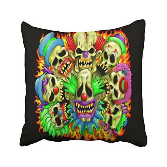 WinHome Colorful Abstract Candy Skull Clowns Steampunk Rainbow Polyester 18 x 18 Inch Square Throw Pillow Covers With Hidden Zipper Home Sofa Cushion Decorative Pillowcases