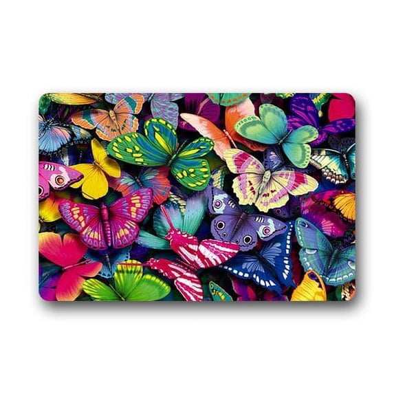 WinHome Colorful Butterfly Art Doormat Floor Mats Rugs Outdoors/Indoor Doormat Size 23.6x15.7 inches
