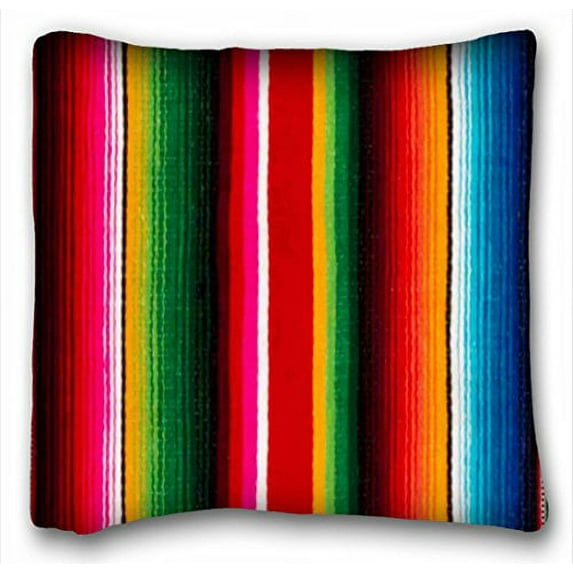 WinHome Colorful Mexican Style Square Throw Pillow Case Cases Cover Cushion Covers Sofa Size 20x20 Inches Two Side