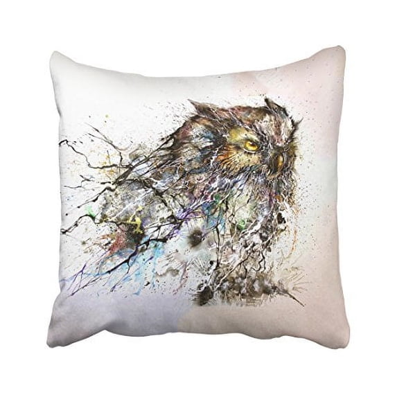 WinHome Colorful Owl Head Messy Lines Watercolor Decorative Pillowcases With Hidden Zipper Decor Cushion Covers Two Sides 20x20 inches