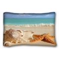 thumbnail image 1 of WinHome Conch Shell Starfish On Beach Cushion Rectangular Pillow Square Decorative Rectangular Pillow Cover Retro Pillowcase Cushion Cover Size 20x30 inches Two Sided Print, 1 of 1