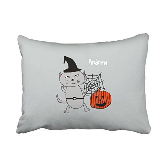 WinHome Cute Cartoon Happy Halloween Funny Cool Cat Personalized Watercolor Polyester 20 x 30 Inch Rectangle Throw Pillow Covers With Hidden Zipper Home Sofa Cushion Decorative Pillowcases