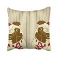 thumbnail image 1 of WinHome Cute Christmas Pug Dog Santa Hat Two Pugs Xmas Fun Stripe Pattern Polyester 18 x 18 Inch Square Throw Pillow Covers With Hidden Zipper Home Sofa Cushion Decorative Pillowcases, 1 of 1