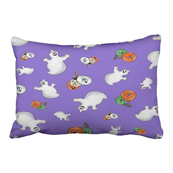WinHome Cute Colorful Halloween Ghosts And Balloons Print Pattern Watercolor Polyester 20 x 30 Inch Rectangle Throw Pillow Covers With Hidden Zipper Home Sofa Cushion Decorative Pillowcases