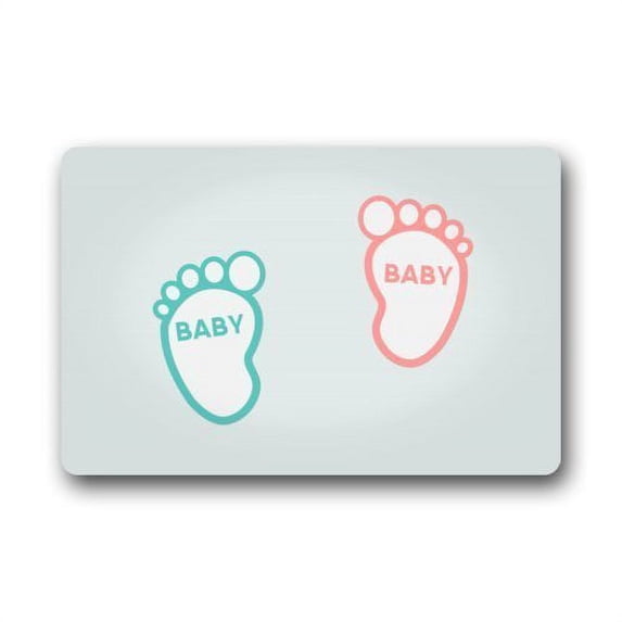 WinHome Cute Cyan And Pink Baby Feet Doormat Floor Mats Rugs Outdoors/Indoor Doormat Size 23.6x15.7 inches