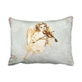 thumbnail image 1 of WinHome Cute Elegant Baby Angel Playing A Violin With Flower On Vintage Paper Background Polyester 20 x 30 Inch Rectangle Throw Pillow Covers With Hidden Zipper Home Cushion Decorative Pillowcases, 1 of 1