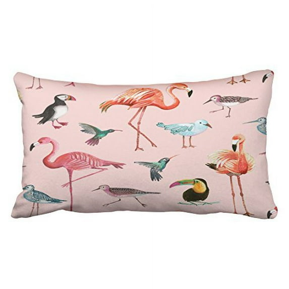 WinHome Cute Flamingo Tropical Outdoor Watercolor Polyester 20 x 30 Inch Rectangle Throw Pillow Covers With Hidden Zipper Home Sofa Cushion Decorative Pillowcases