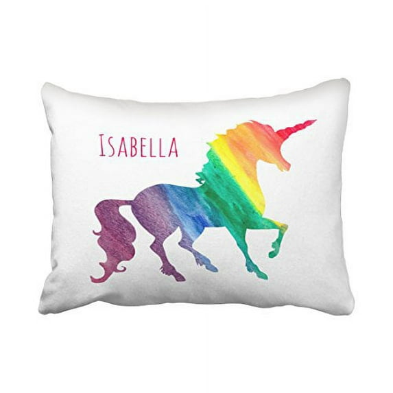 WinHome Cute Girly Personalized Cool Rainbow Watercolor Popular Polyester 20 x 30 Inch Rectangle Throw Pillow Covers With Hidden Zipper Home Sofa Cushion Decorative Pillowcases