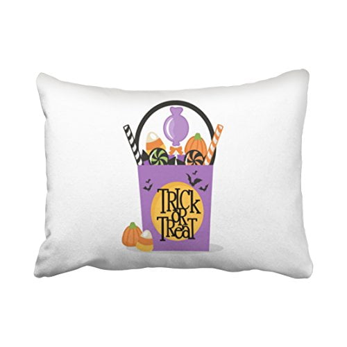 WinHome Cute Girly Vintage Halloween Trick Or Treat Candy Simple Pattern Polyester 20 x 30 Inch Rectangle Throw Pillow Covers With Hidden Zipper Home Sofa Cushion Decorative Pillowcases