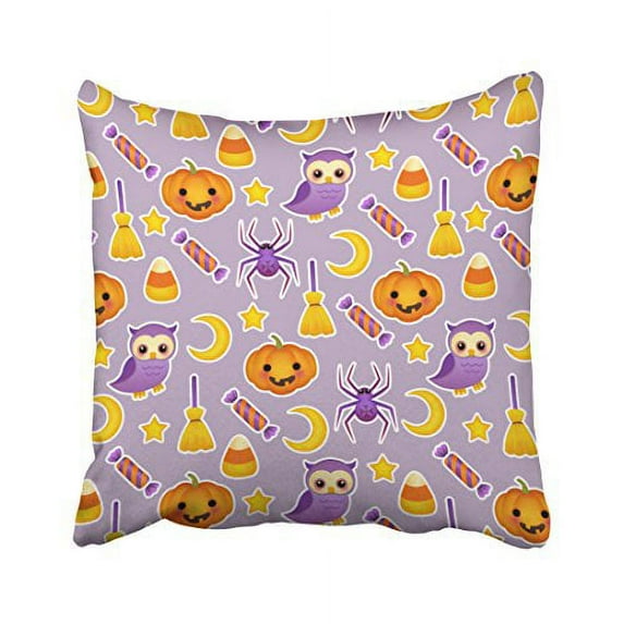 WinHome Cute Halloween Pumpkins Owls Spiders Stars Pattern Throw Pillow Covers Cushion Cover Case 20x20 Inches Pillowcases Two Side