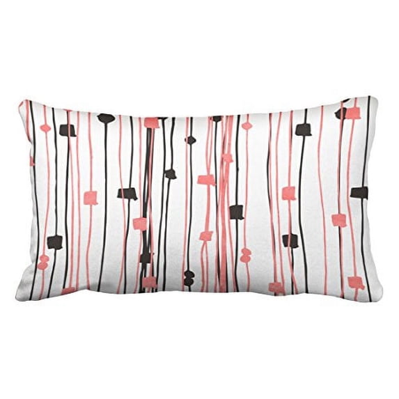 WinHome Cute Hand Drawn Coral Black Watercolor Abstract Pattern Polyester 20 x 30 Inch Rectangle Throw Pillow Covers With Hidden Zipper Home Sofa Cushion Decorative Pillowcases