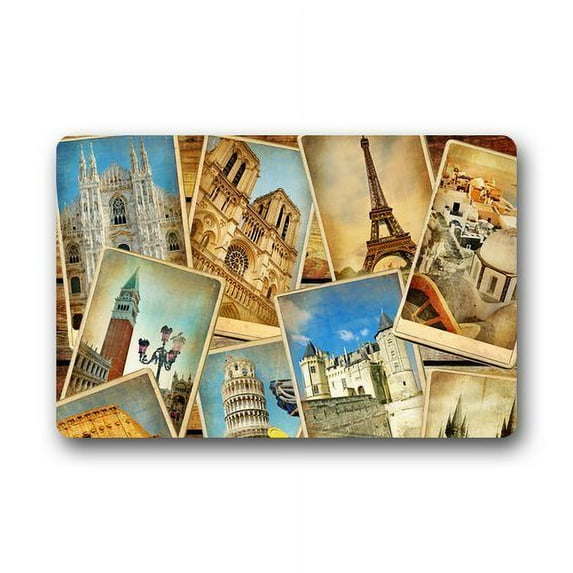 WinHome Cute Paris Eiffel Tower Doormat Floor Mats Rugs Outdoors/Indoor Doormat Size 23.6x15.7 inches