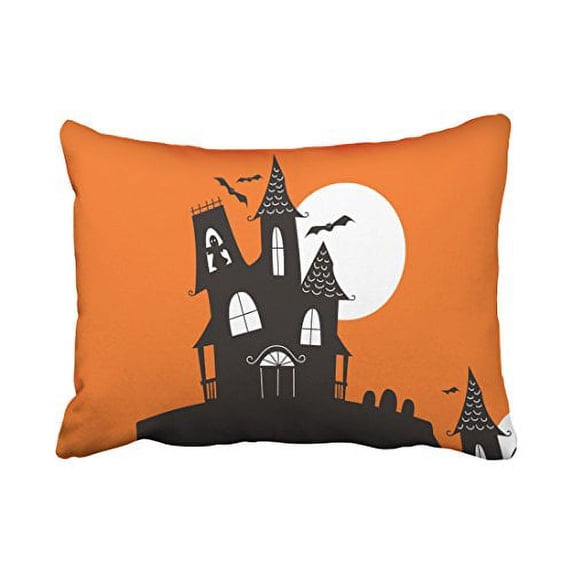 WinHome Cute Retro Haunted House Silhouette Halloween Polyester 20 x 30 Inch Rectangle Throw Pillow Covers With Hidden Zipper Home Sofa Cushion Decorative Pillowcases