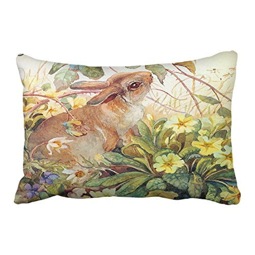 WinHome Cute Vintage Animals English Countryside Polyester 20 x 30 Inch Rectangle Throw Pillow Covers With Hidden Zipper Home Sofa Cushion Decorative Pillowcases