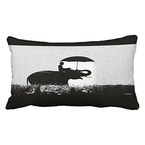 WinHome Cute Vintage Elephant Rain Art Watercolor Polyester 20 x 30 Inch Rectangle Throw Pillow Covers With Hidden Zipper Home Sofa Cushion Decorative Pillowcases