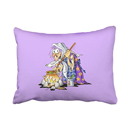 WinHome Cute Vintage Halloween With Purple Witch Magic Watercolor Fashion Polyester 20 x 30 Inch Rectangle Throw Pillow Covers With Hidden Zipper Home Sofa Cushion Decorative Pillowcases