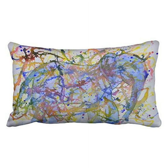 WinHome Cute Watercolor Squiggle Elephant Polyester 20 x 30 Inch Rectangle Throw Pillow Covers With Hidden Zipper Home Sofa Cushion Decorative Pillowcases