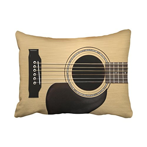 WinHome Decorative Acoustic Guitar Silky Satin Pillow Case Cover Size 20x30 inches Two Side